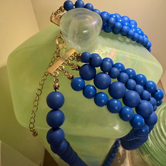 Blue Multi-Strand Graduated Beaded Necklace - Picture 3 of 4